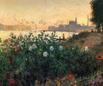 Клод Моне Аржантёй, цветы у речного берега 1877г 54х65см